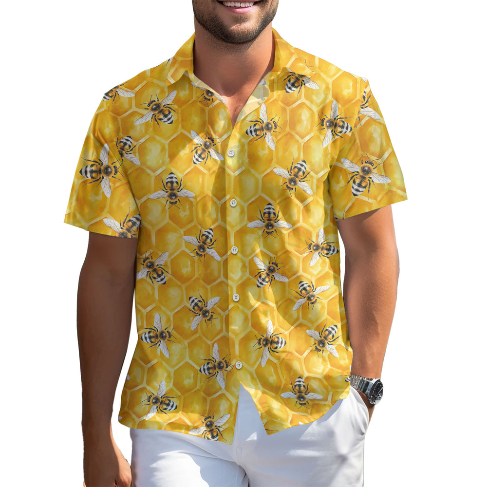 Funny Honey Bee Hawaiian Shirt – Short Sleeve Button-Down