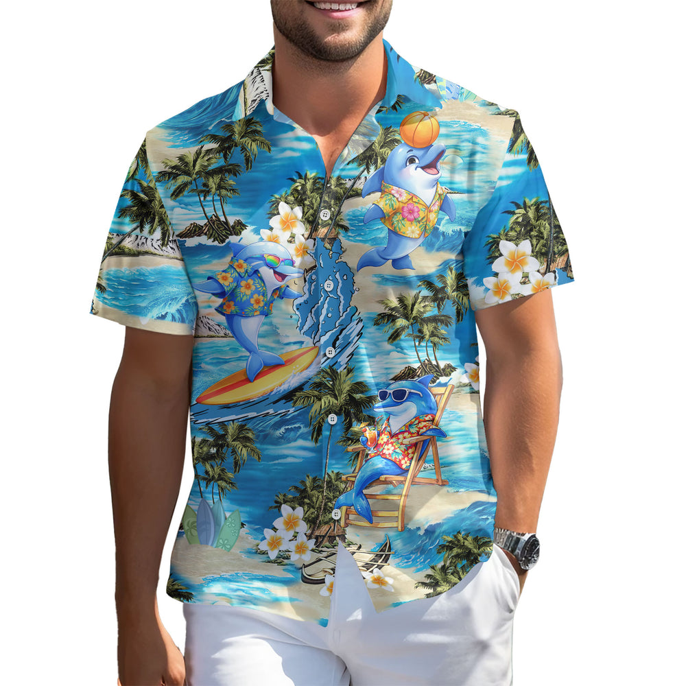 Funny Dolphin Hawaiian Shirt – Short Sleeve Button-Down