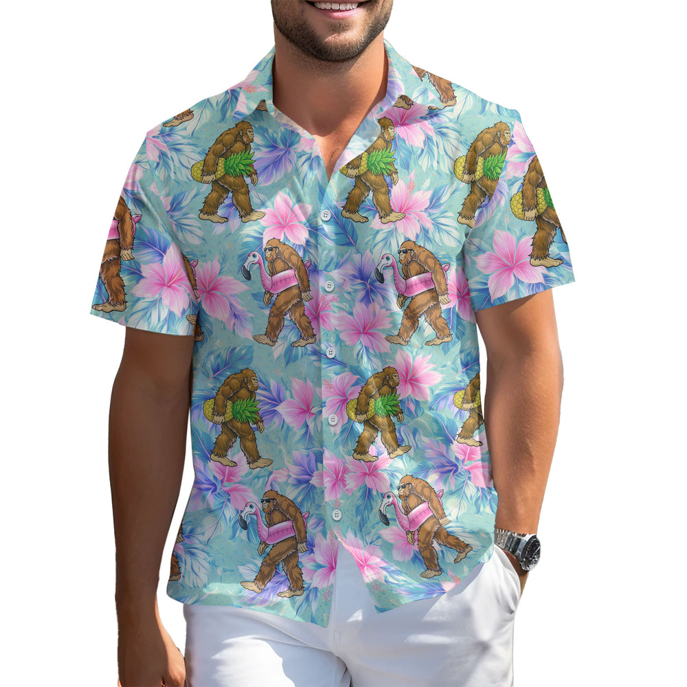 Funny Bigfoot Hawaiian Shirt – Short Sleeve Button-Down