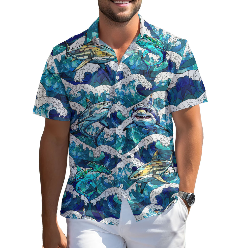 Funny Shark Hawaiian Shirt – Short Sleeve Button-Down