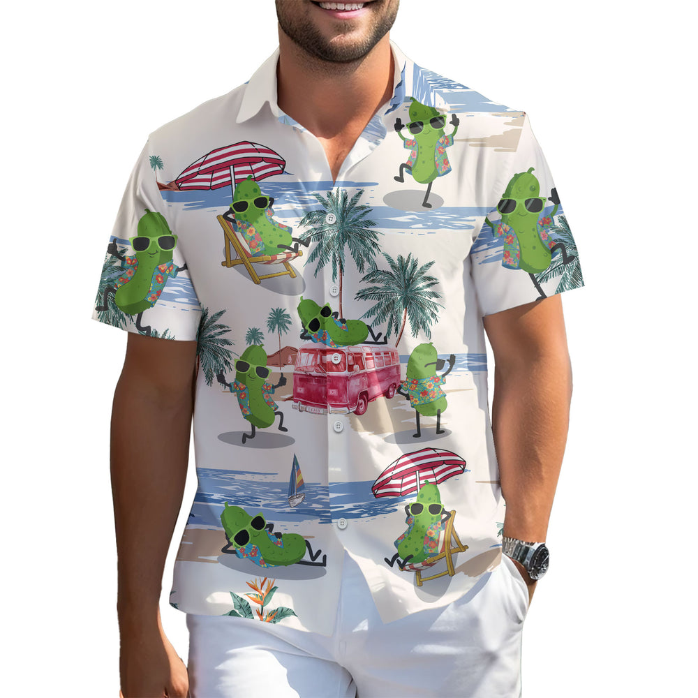 Funny Pickle Hawaiian Shirt – Short Sleeve Button-Down