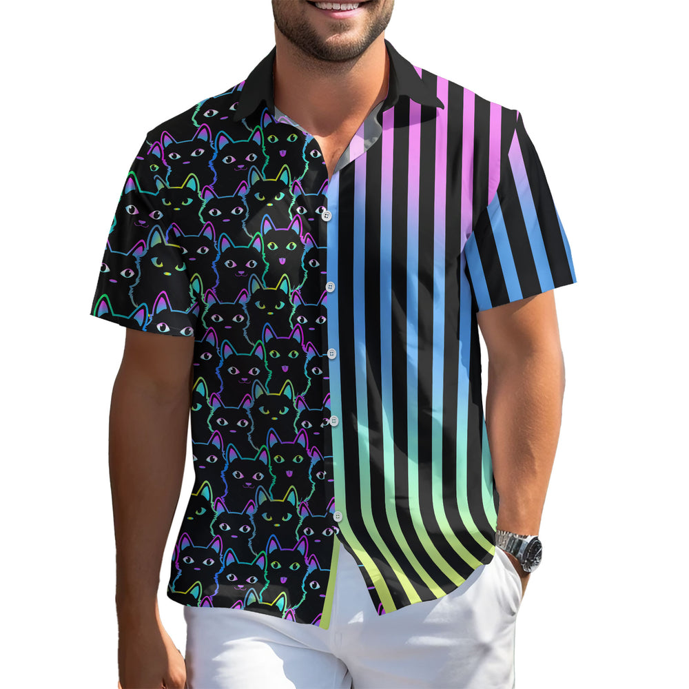 Cute Cat Hawaiian Shirt – Short Sleeve Button-Down