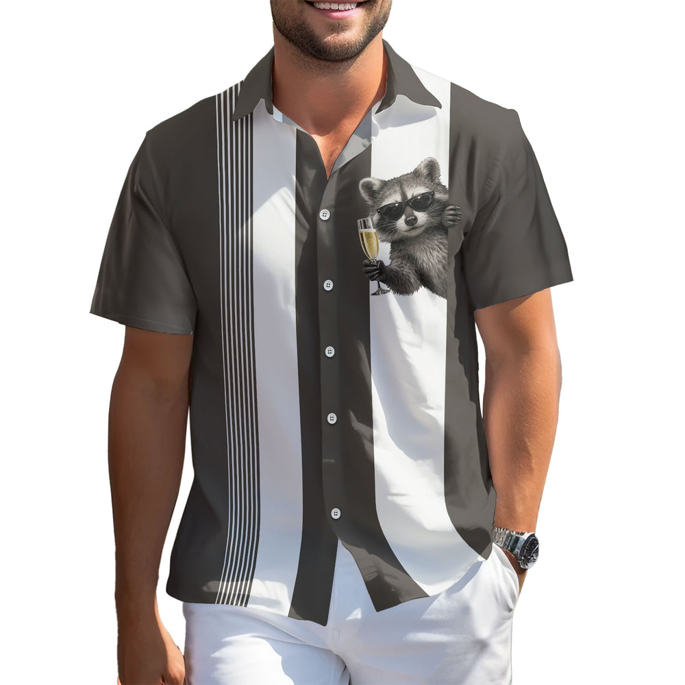 Drinking Raccoon Hawaiian Shirt – Short Sleeve Button-Down